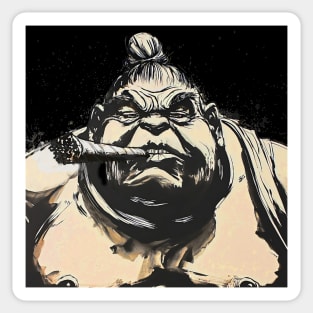 Puff Sumo:  Puff Sumo Smoking a Cigar Sticker